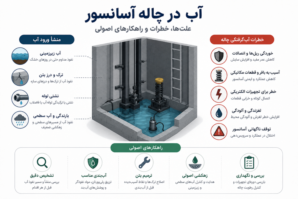 آب در چاله آسانسور